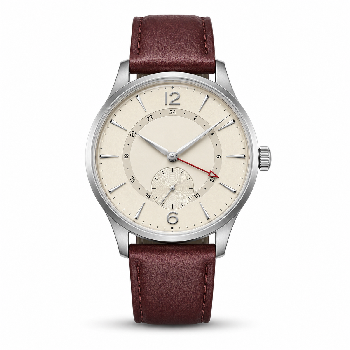 Montre GMT classique avec bracelet bordeaux